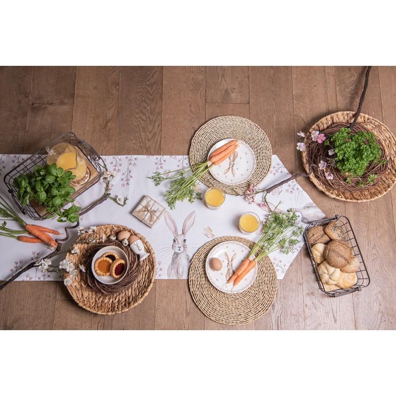 Clayre & Eef 6H2071 Onderzetters Voor Glazen Set Van 4 10x10 Cm Bruin Hout Hazen Vierkant Onderlegger