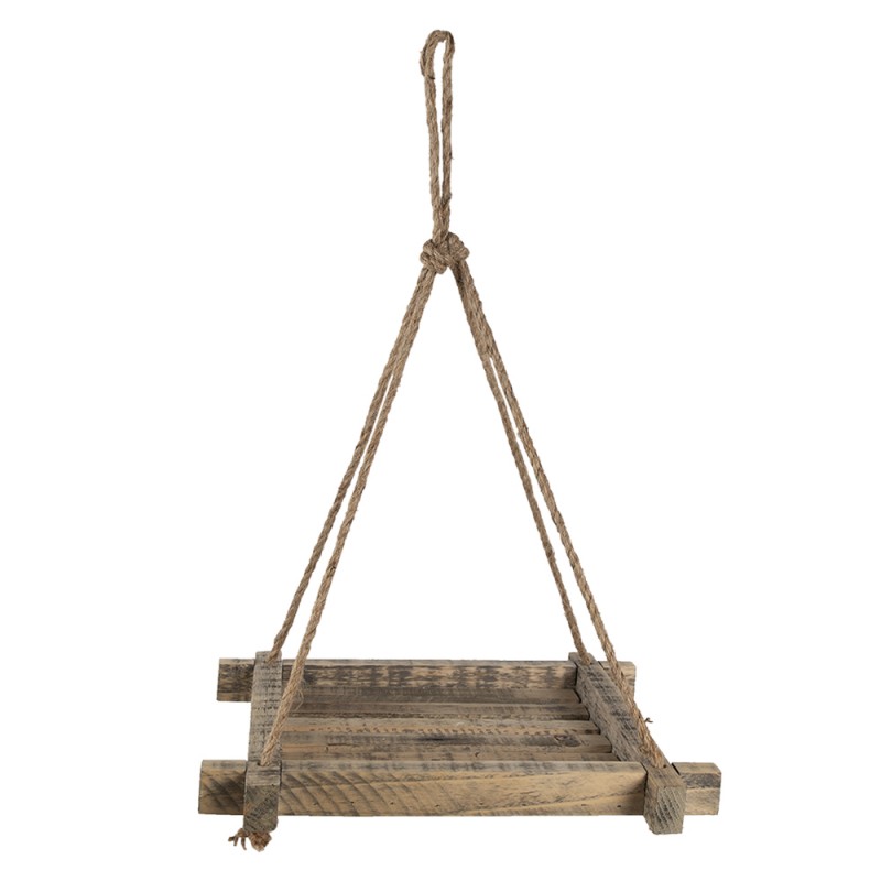 clayre & eef 6H2095 Plantenhanger 36x36 cm Bruin Hout Hangpot