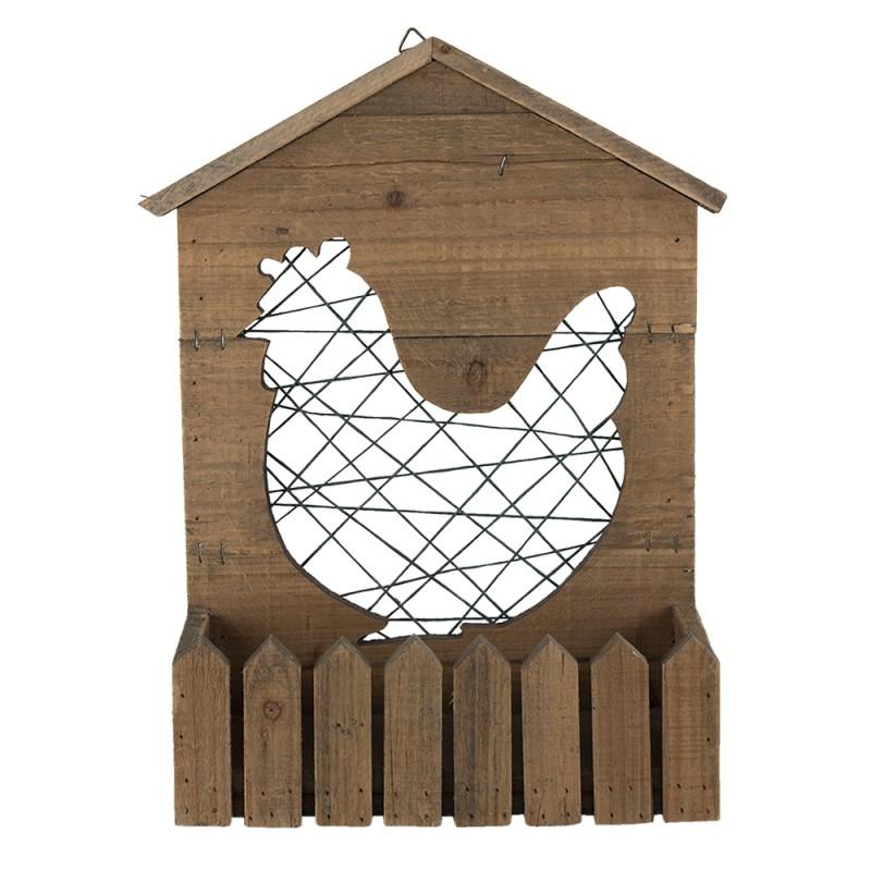 clayre & eef 6H2102 Opbergmand 32x12x40 cm Bruin Hout Kip Planthouder