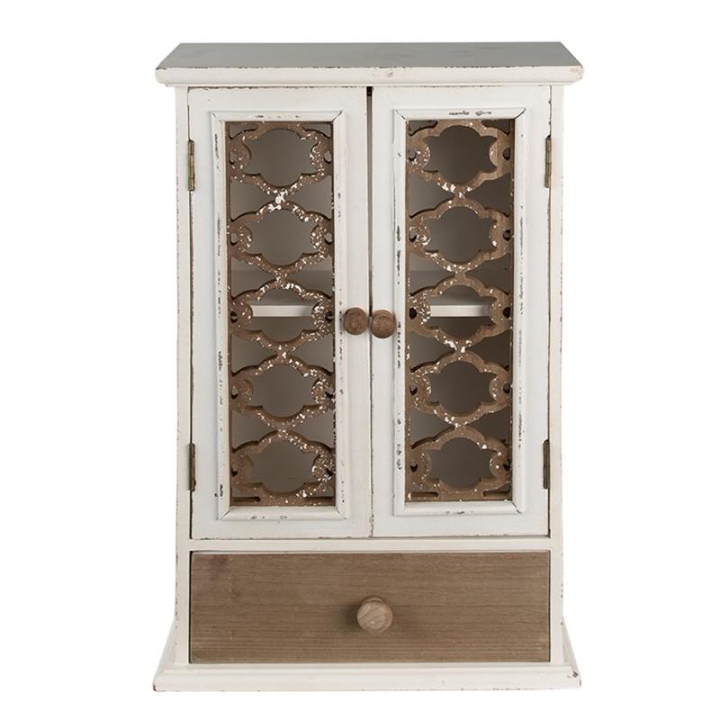 clayre & eef 6H2183 Wandkast 32x13x51 cm Wit Bruin Hout Opbergkast