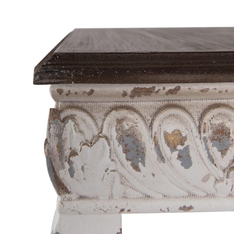 Clayre & Eef 6H2308 Bijzettafel 40x40x33 Cm Wit Bruin Hout