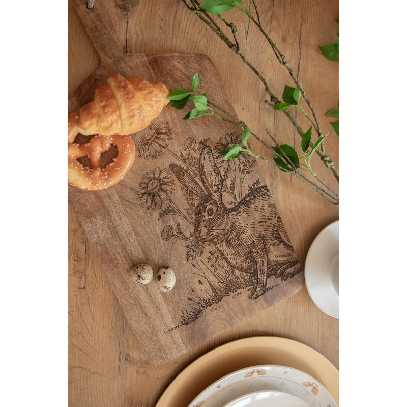 Clayre & Eef 6H2390 Decoratie Snijplank 25x2x50 Cm Bruin Hout Konijn