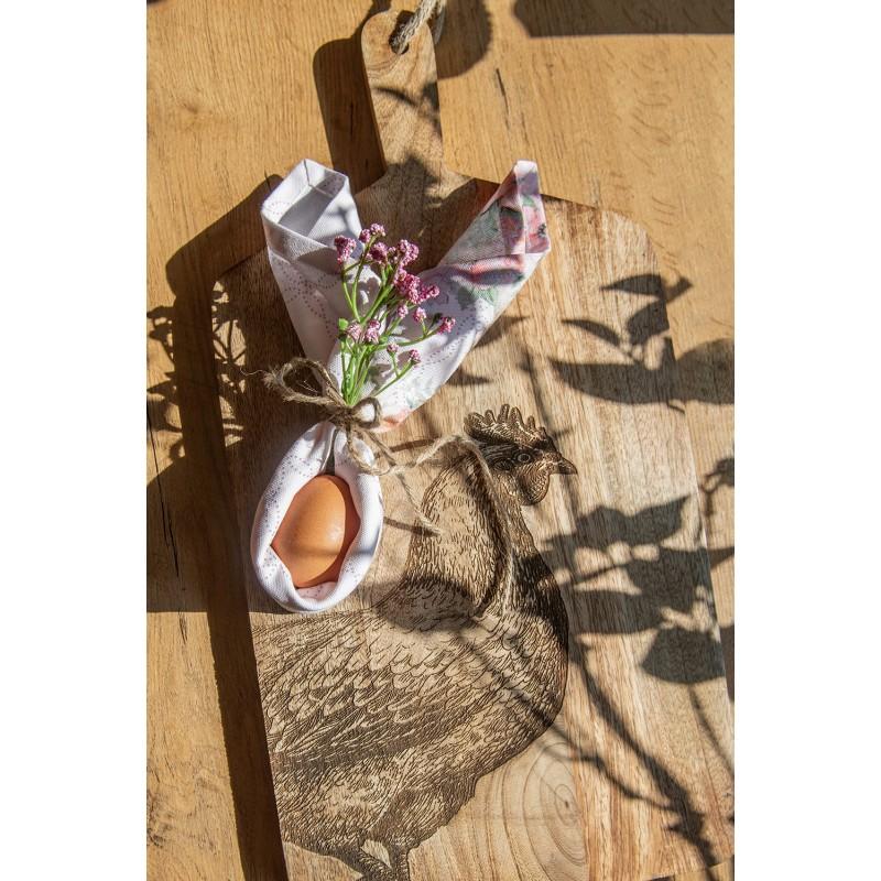 Clayre & Eef 6H2392 Decoratie Snijplank 25x50x2 Cm Bruin Hout Kip