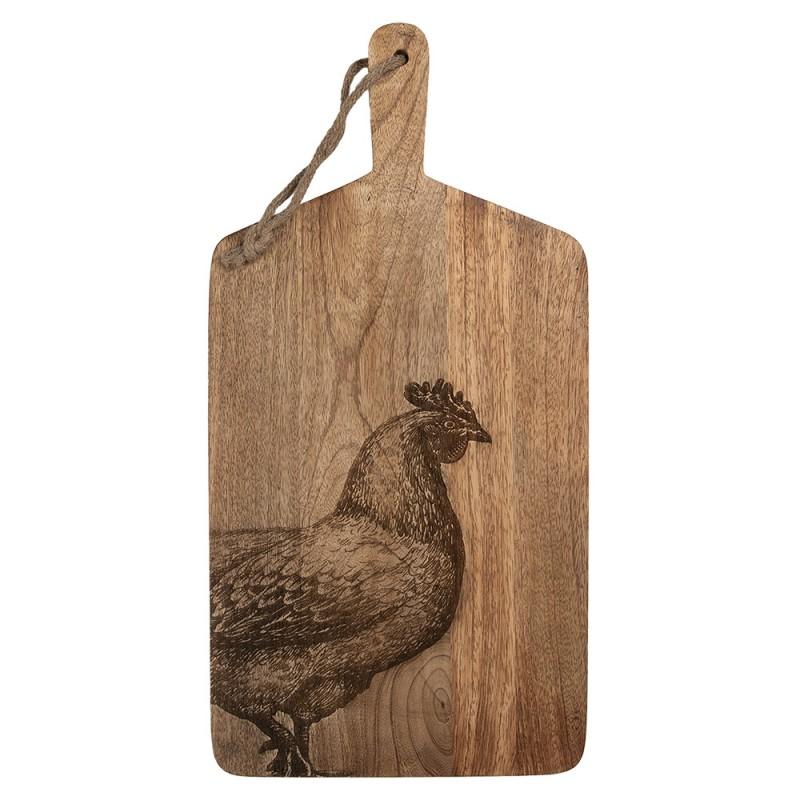 Clayre & Eef 6H2392 Decoratie Snijplank 25x50x2 Cm Bruin Hout Kip
