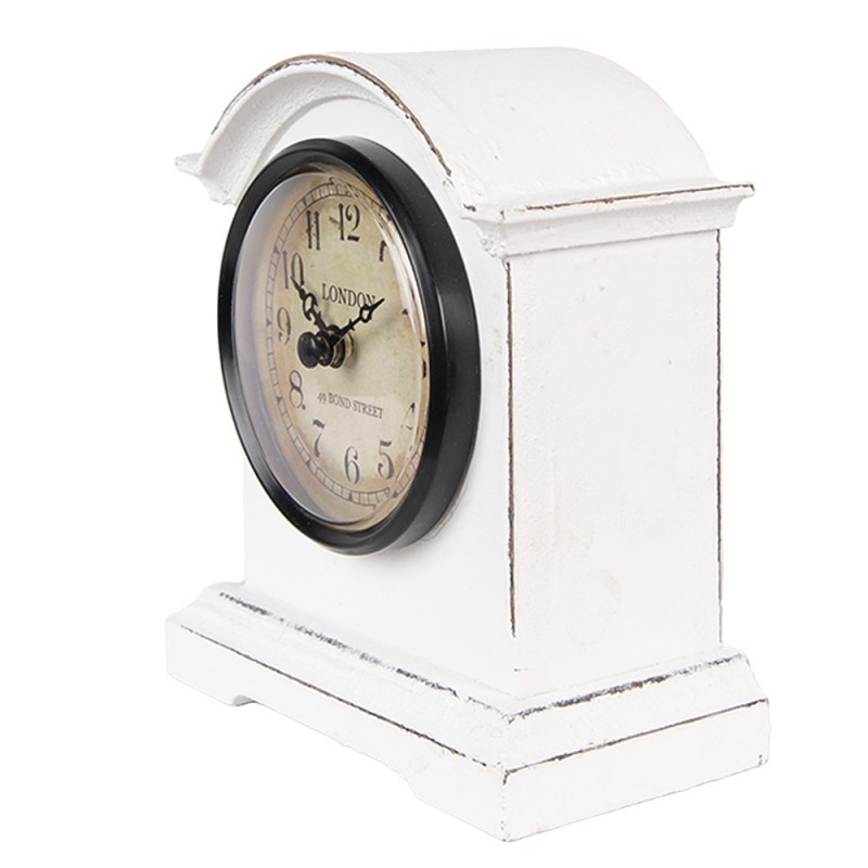 Clayre & Eef 6KL0831 Staande Klok 13x7x14 Cm Wit Hout