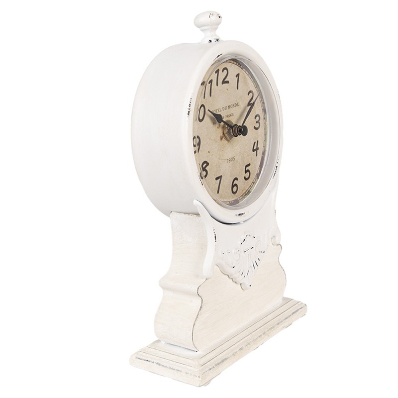 Clayre & Eef 6KL0833 Staande Klok 14x6x23 Cm Wit Hout