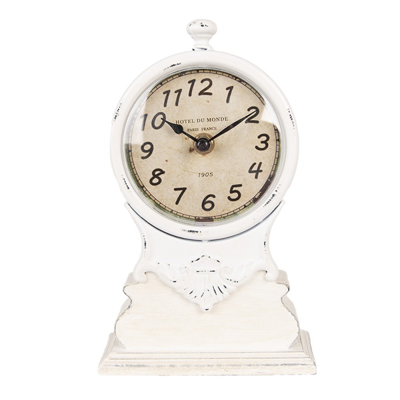 Clayre & Eef 6KL0833 Staande Klok 14x6x23 Cm Wit Hout