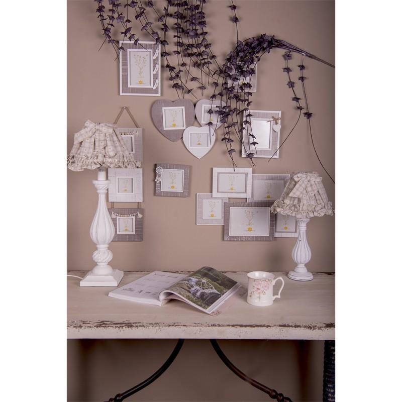 Clayre & Eef 6LAK0092L Lampenkap Ø 25x15 Cm Beige Bruin Katoen Ruitjes Stoffen Lampenkap