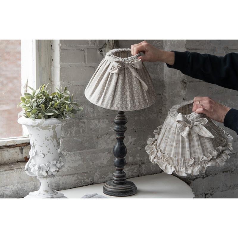 Clayre & Eef 6LAK0092L Lampenkap Ø 25x15 Cm Beige Bruin Katoen Ruitjes Stoffen Lampenkap