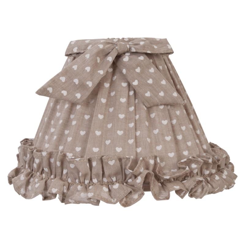 clayre & eef 6LAK0177 Lampenkap Ø 22x14 cm Grijs Katoen Harten Stoffen Lampenkap