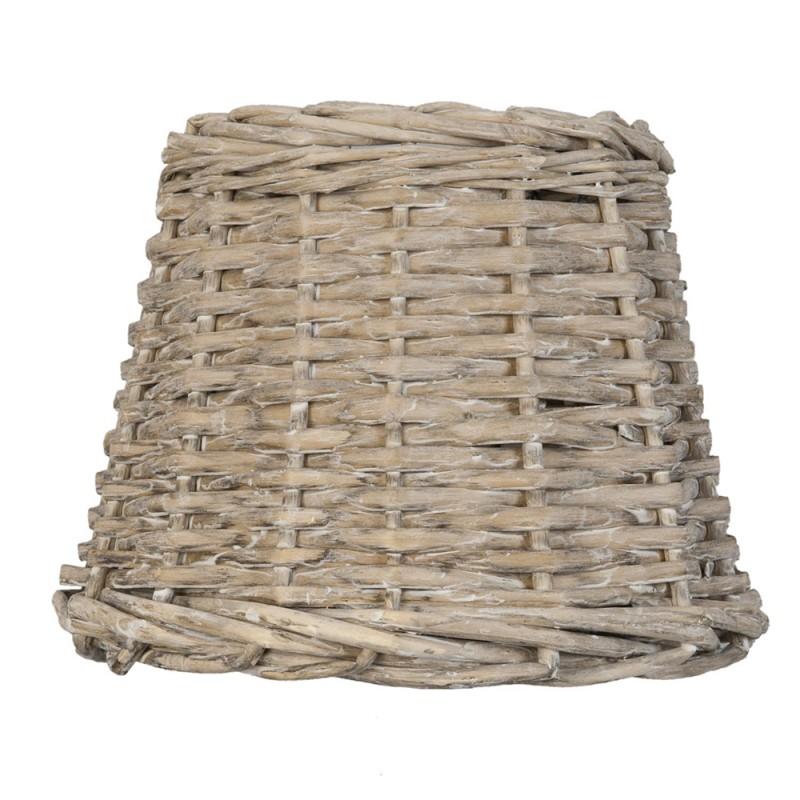 Clayre & Eef 6LAK0258 Lampenkap Ø 20x15 Cm Beige Rotan Rond Rieten Lampenkap