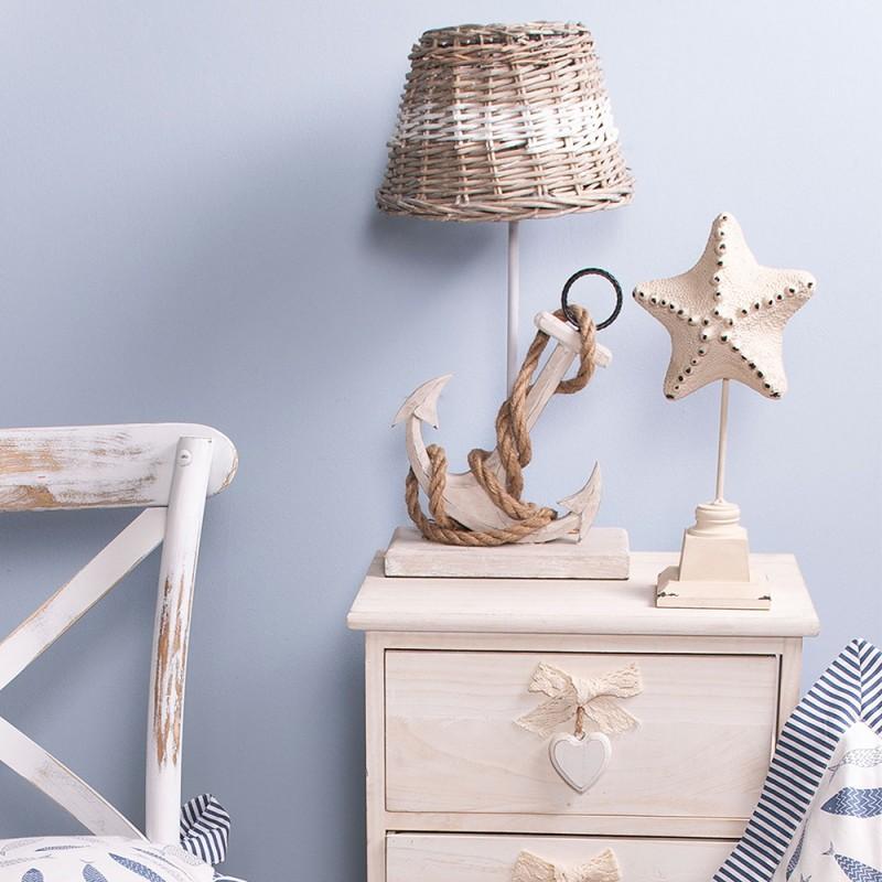 Clayre & Eef 6LAK0477 Lampenkap Ø 23x16 Cm Beige Rotan Rond Stoffen Lampenkap