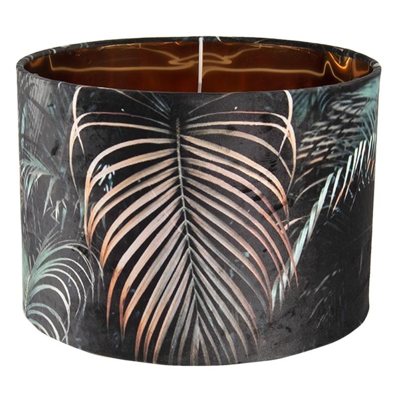 Clayre & Eef 6LAK0495 Lampenkap Hanglamp Ø 34x24 Cm Zwart Groen Textiel Rond Stoffen Lampenkap