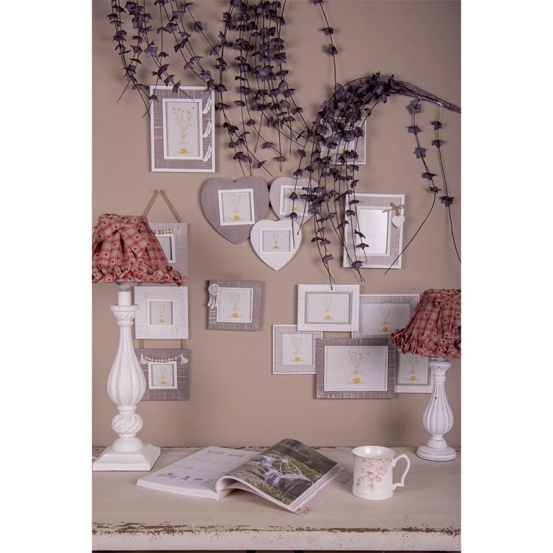 Clayre & Eef 6LAK0528M Lampenkap Ø 23x15 Cm Rood Beige Katoen Ruiten Stoffen Lampenkap