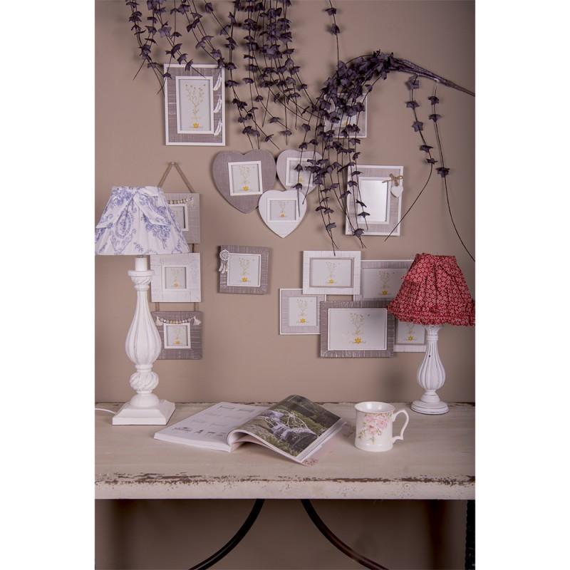 Clayre & Eef 6LAK0531 Lampenkap Ø 23x15 Cm Rood Wit Katoen Sneeuwvlokken Stoffen Lampenkap