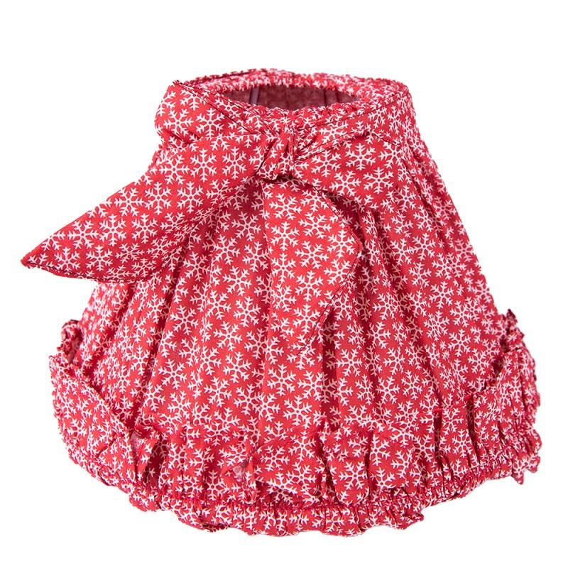 clayre & eef 6LAK0531 Lampenkap Ø 23x15 cm Rood Wit Katoen Sneeuwvlokken Stoffen Lampenkap