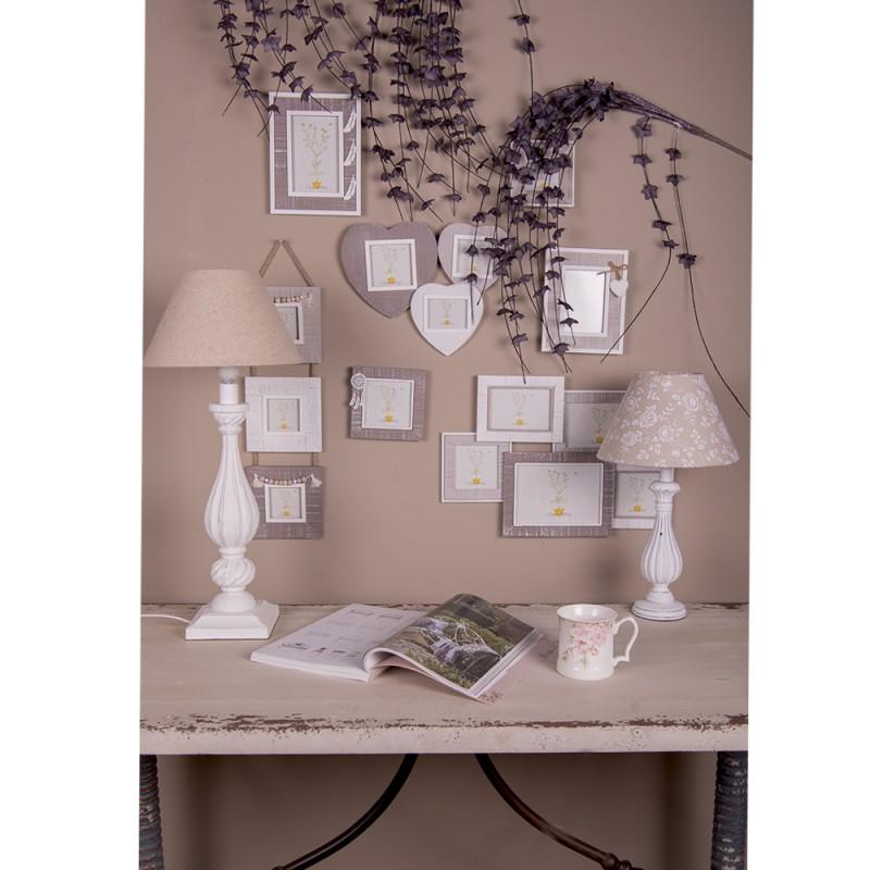 Clayre & Eef 6LAK0537M Lampenkap Ø 23x15 Cm Beige Katoen Stoffen Lampenkap