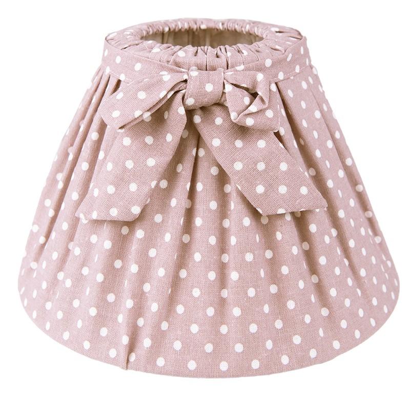 clayre & eef 6LAK0538L Lampenkap Ø 25x16 cm Bruin Wit Katoen Stippen Stoffen Lampenkap