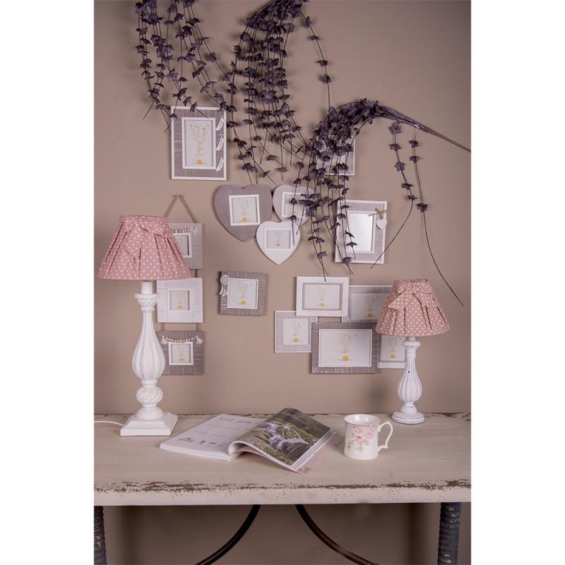 Clayre & Eef 6LAK0540L Lampenkap Ø 25x16 Cm Roze Wit Katoen Stippen Stoffen Lampenkap