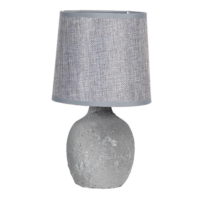 clayre & eef 6LMC0014 Tafellamp Ø 15x26 cm Grijs Keramiek Rond Bureaulamp