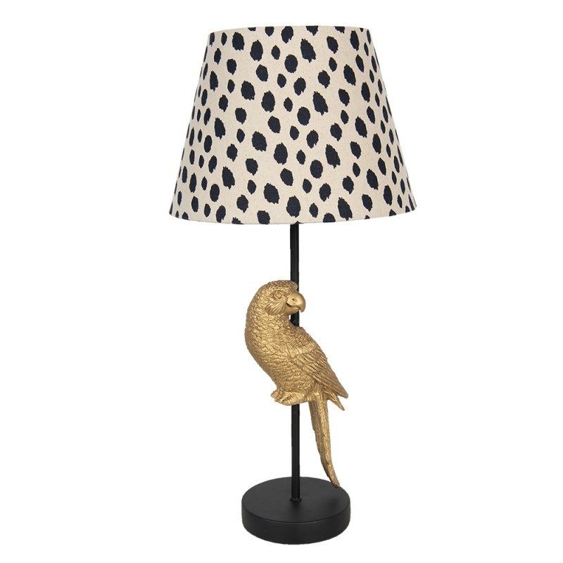 clayre & eef 6LMC0032 Tafellamp Papegaai Ø 25x51 cm Beige Zwart Kunststof Rond Bureaulamp