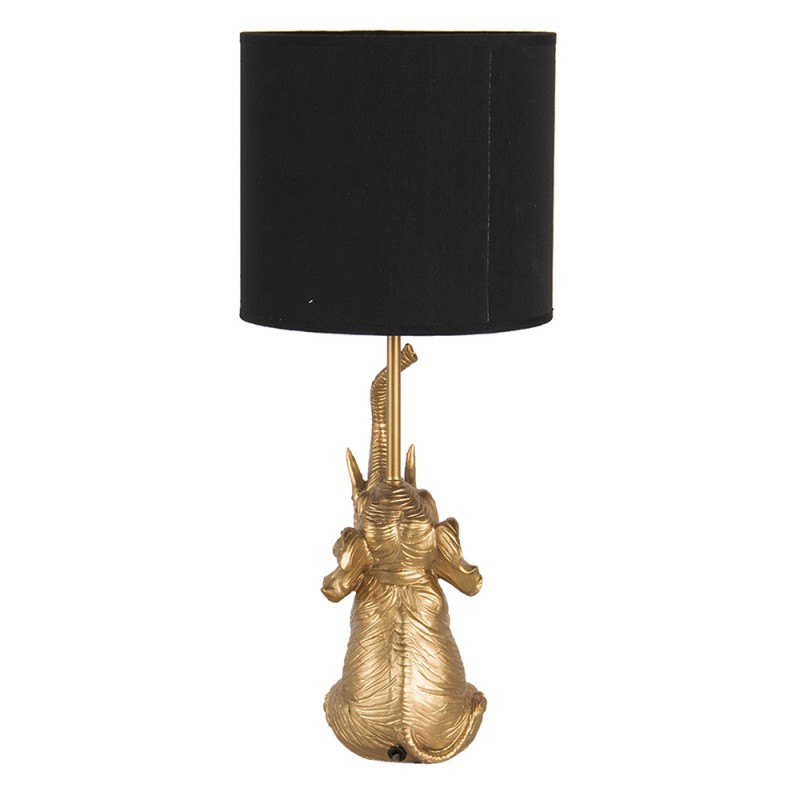 Clayre & Eef 6LMC0038 Tafellamp Olifant Ø 20x46 Cm Goudkleurig Zwart Polyresin Bureaulamp