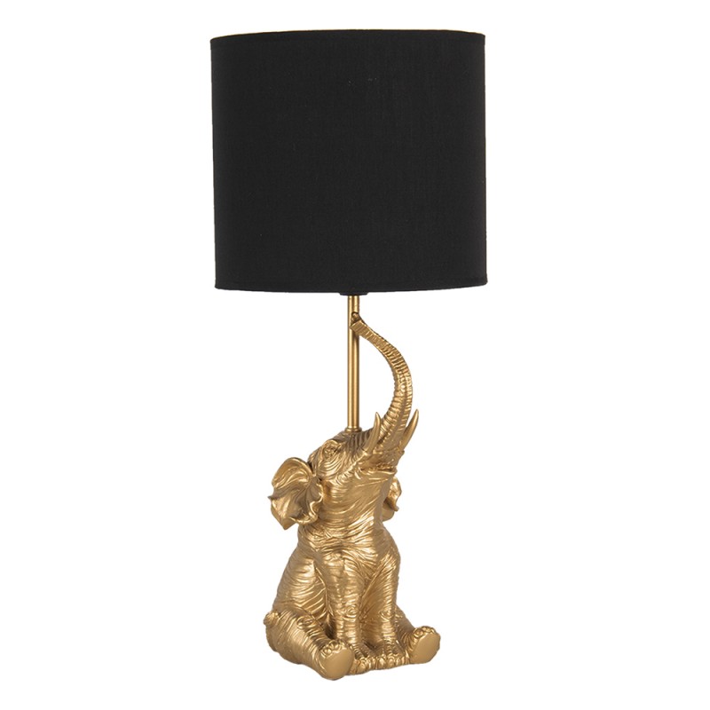 clayre & eef 6LMC0038 Tafellamp Olifant Ø 20x46 cm Goudkleurig Zwart Polyresin Bureaulamp