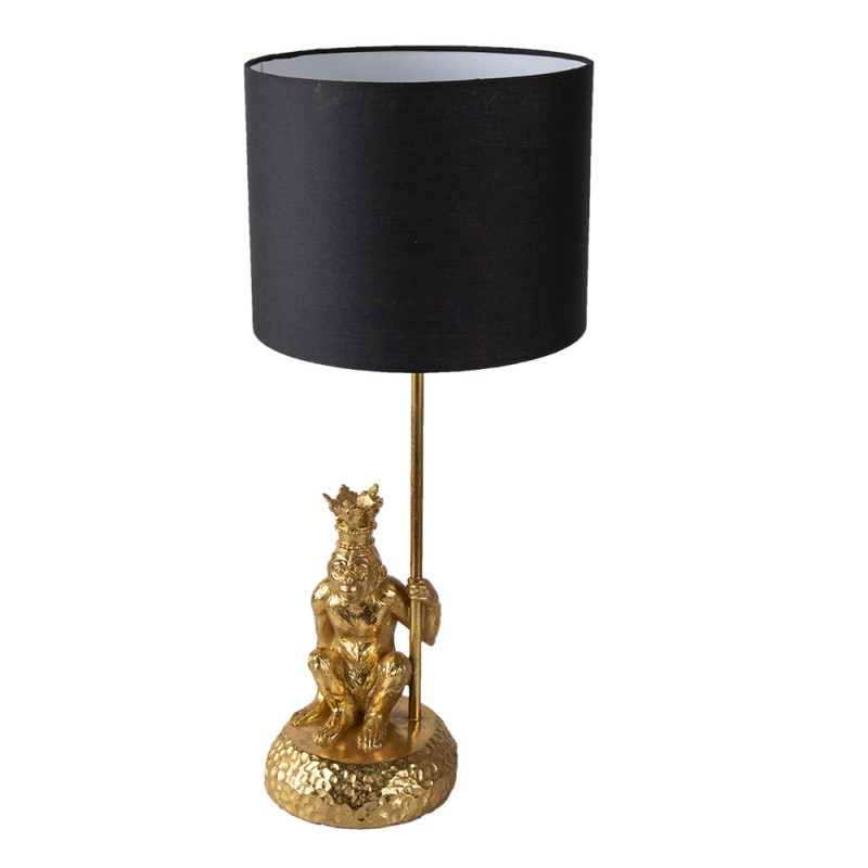 clayre & eef 6LMC0048 Bureaulamp Aap Ø 23x45 cm Goudkleurig Zwart Kunststof Tafellamp