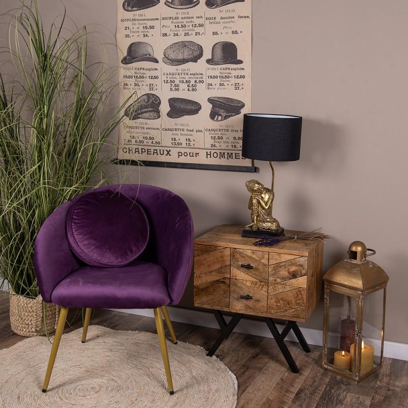 Clayre & Eef 6LMC0062 Tafellamp Boeddha Ø 26x54 Cm Goudkleurig Zwart Polyresin Bureaulamp