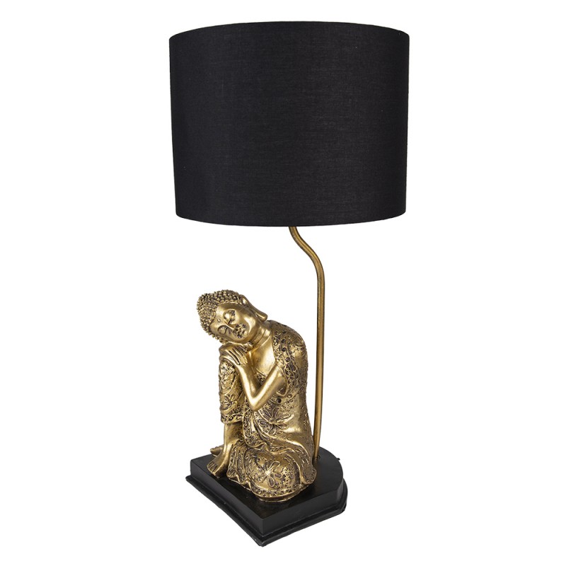 clayre & eef 6LMC0062 Tafellamp Boeddha Ø 26x54 cm Goudkleurig Zwart Polyresin Bureaulamp