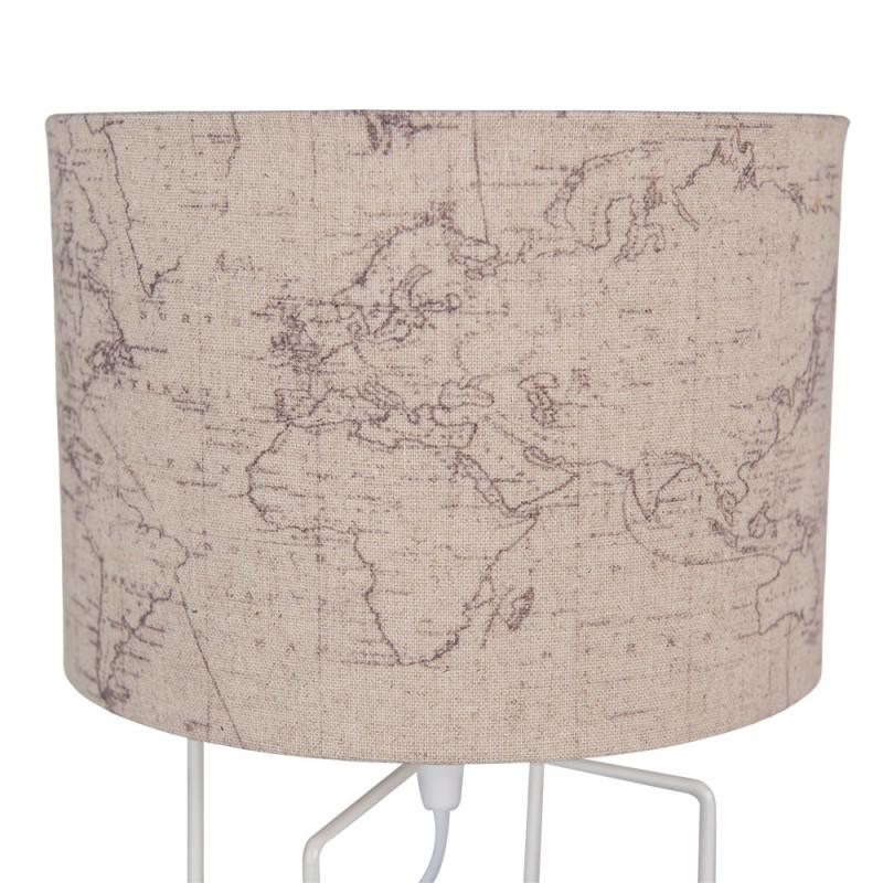Clayre & Eef 6LMC0066 Tafellamp Ø 22x34 Cm Beige Wit IJzer Bureaulamp