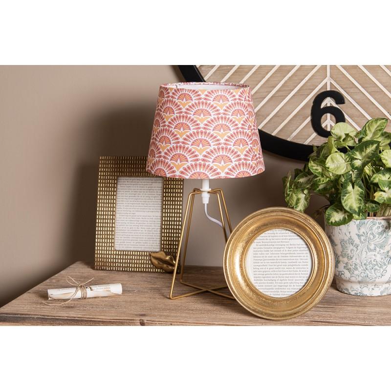 Clayre & Eef 6LMC0067 Tafellamp Ø 20x35 Cm Oranje Goudkleurig Metaal Bureaulamp