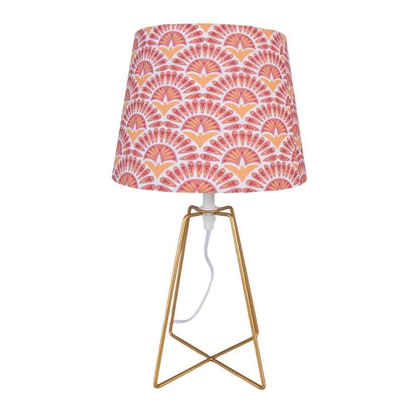 clayre & eef 6LMC0067 Tafellamp Ø 20x35 cm Oranje Goudkleurig Metaal Bureaulamp