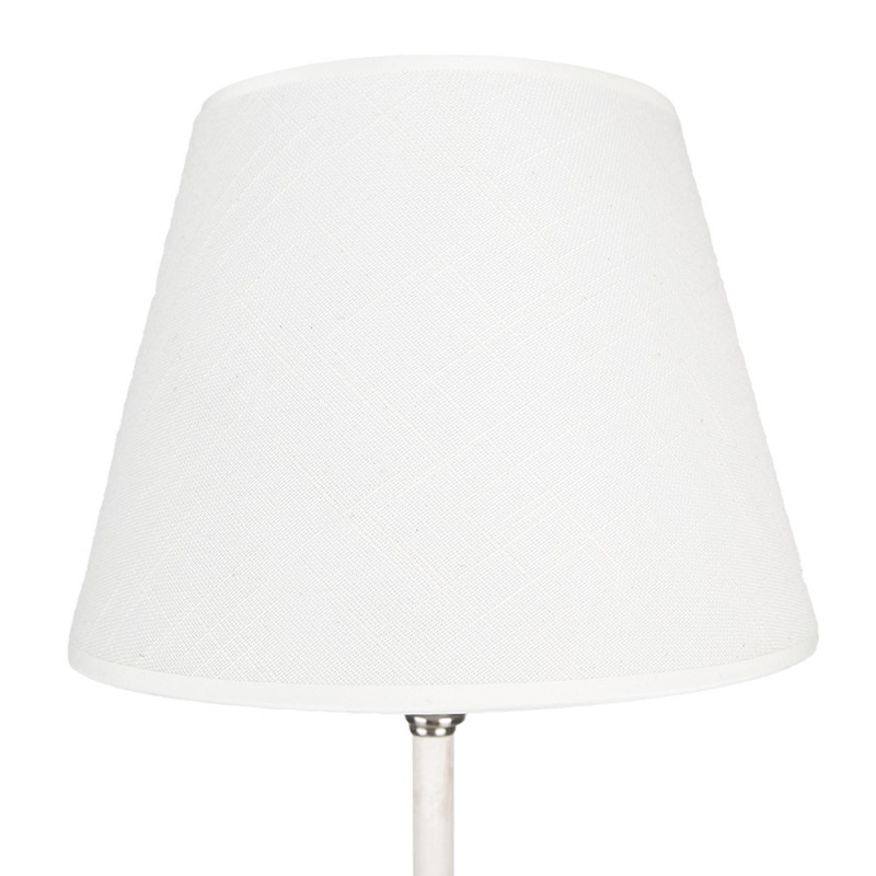 Clayre & Eef 6LMC0068 Tafellamp Ø 18x44 Cm Wit Zilverkleurig IJzer Bureaulamp