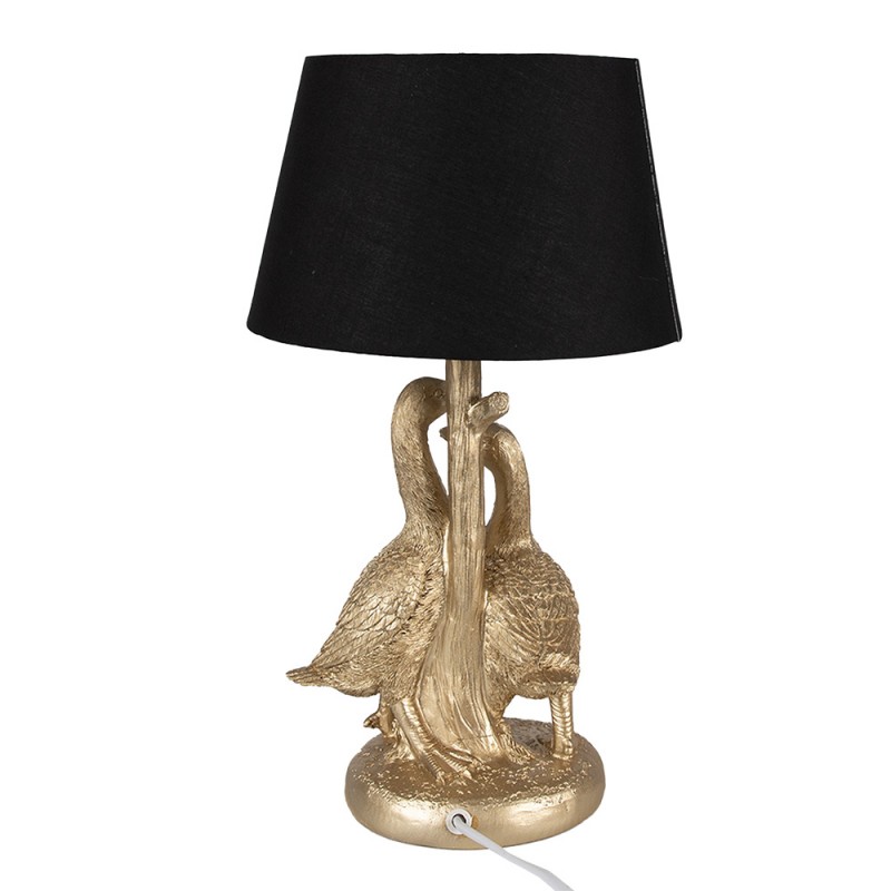 Clayre & Eef 6LMC0080 Tafellamp Eend Ø 20x37 Cm Goudkleurig Zwart Polyresin Bureaulamp