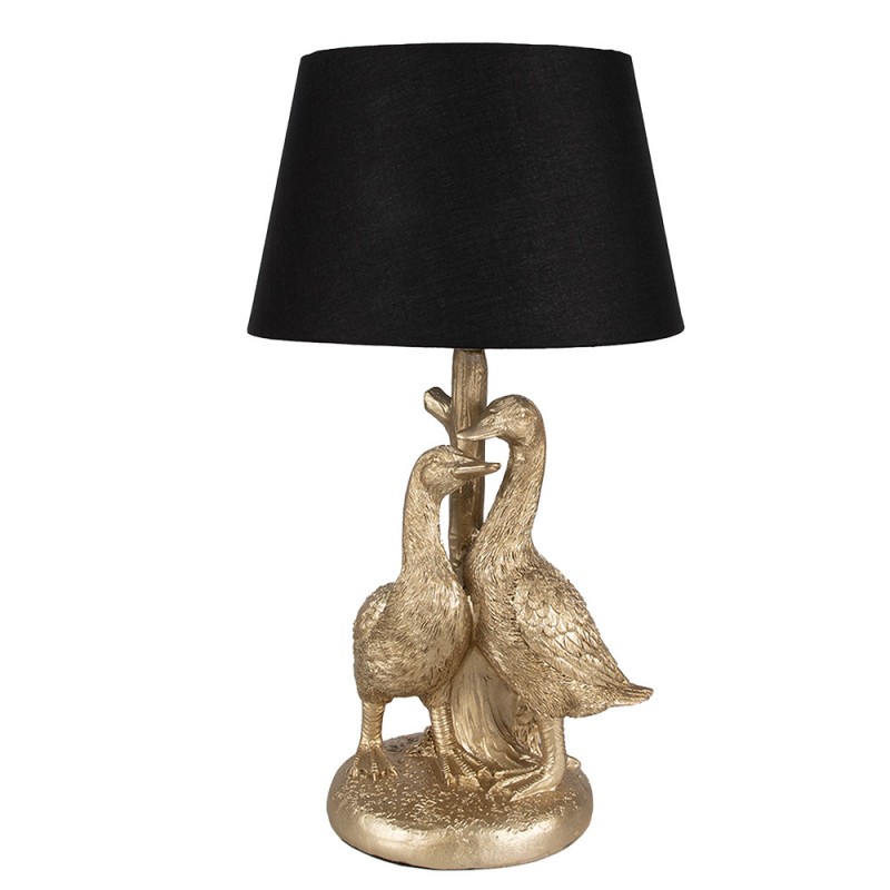 clayre & eef 6LMC0080 Tafellamp Eend Ø 20x37 cm Goudkleurig Zwart Polyresin Bureaulamp