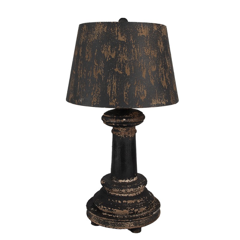 clayre & eef 6LMC0089 Tafellamp Ø 35x64 Bruin Zwart Hout Bureaulamp