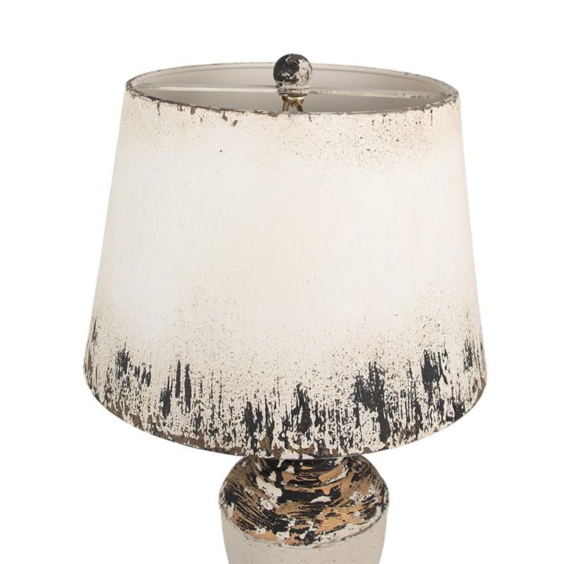 Clayre & Eef 6LMC0091 Tafellamp Ø 32x60 Cm Beige Hout Bureaulamp