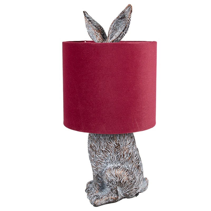 Clayre & Eef 6LMC0099VBU Tafellamp Konijn Ø 20x43 Cm Bruin Rood Polyresin Bureaulamp