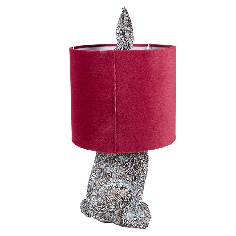 Clayre & Eef 6LMC0099VBU Tafellamp Konijn Ø 20x43 Cm Bruin Rood Polyresin Bureaulamp