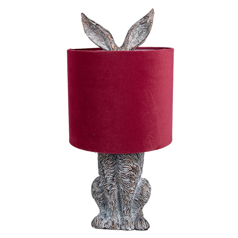 clayre & eef 6LMC0099VBU Tafellamp Konijn Ø 20x43 cm Bruin Rood Polyresin Bureaulamp