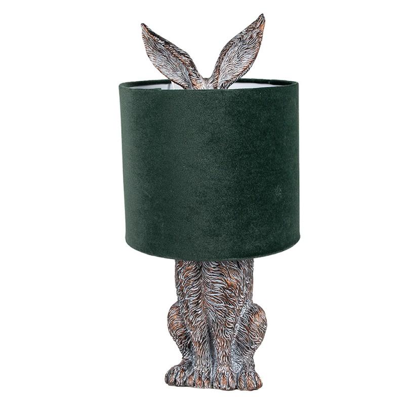 clayre & eef 6LMC0099VGR Tafellamp Konijn Ø 20x43 cm Bruin Groen Polyresin Bureaulamp