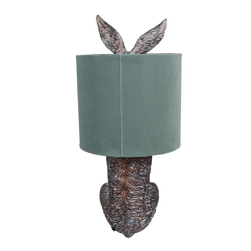 Clayre & Eef 6LMC0099VLGR Tafellamp Konijn Ø 20x43 Cm Bruin Groen Polyresin Bureaulamp