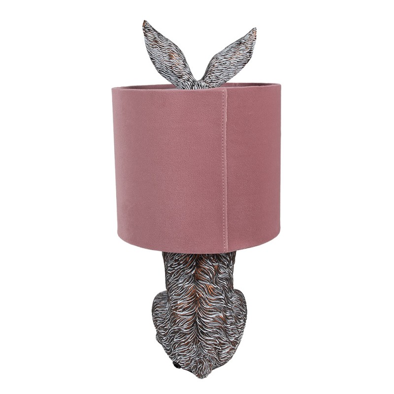 Clayre & Eef 6LMC0099VP Tafellamp Konijn Ø 20x43 Cm Bruin Roze Polyresin Bureaulamp