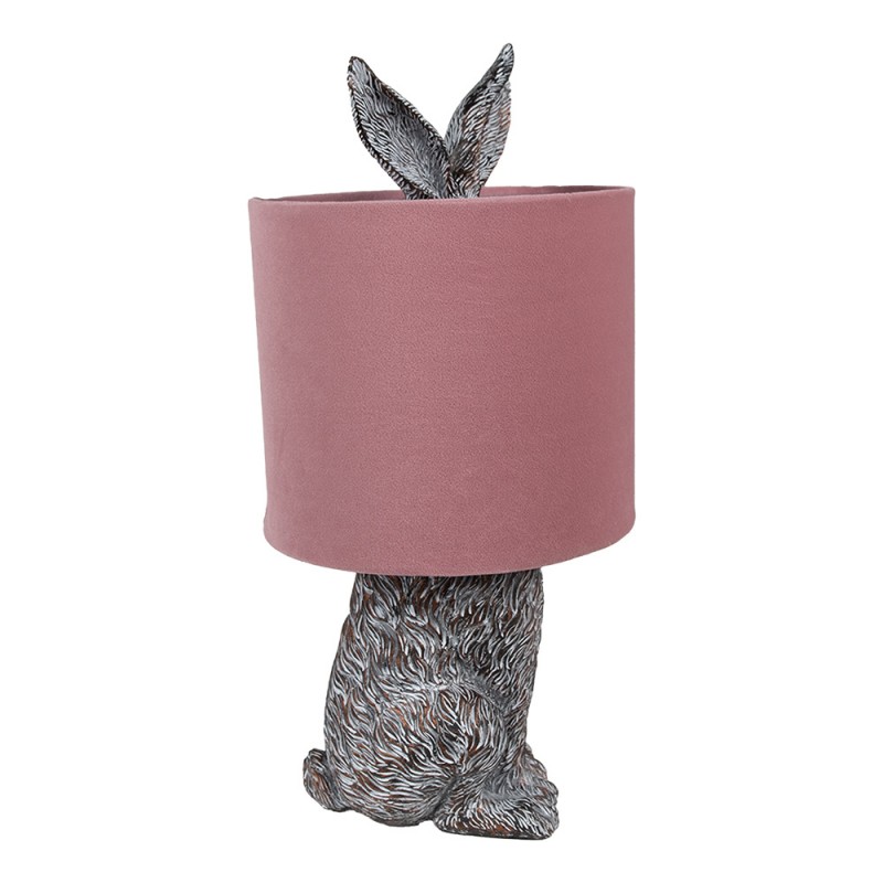Clayre & Eef 6LMC0099VP Tafellamp Konijn Ø 20x43 Cm Bruin Roze Polyresin Bureaulamp