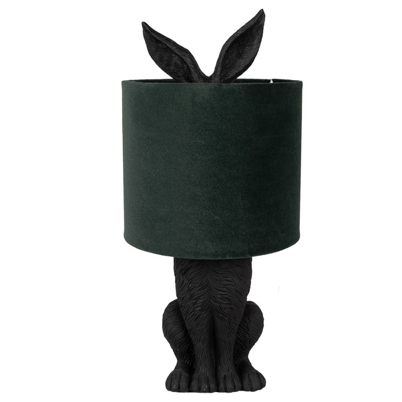 clayre & eef 6LMC0099ZVGR Tafellamp Konijn Ø 20x43 cm Zwart Groen Kunststof