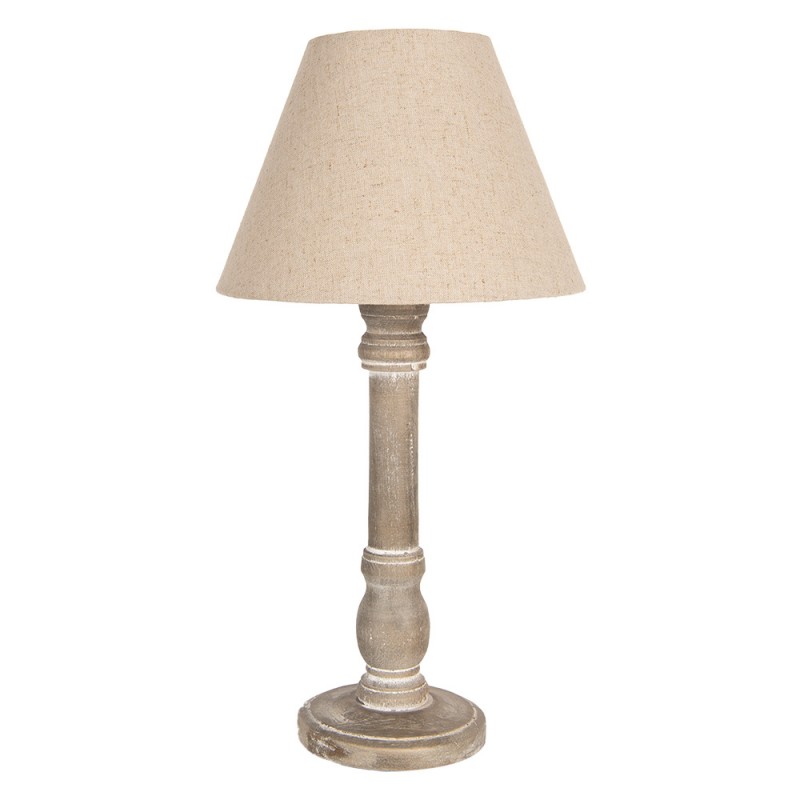 clayre & eef 6LMC0103 Tafellamp Ø 23x45 cm Bruin Hout Bureaulamp