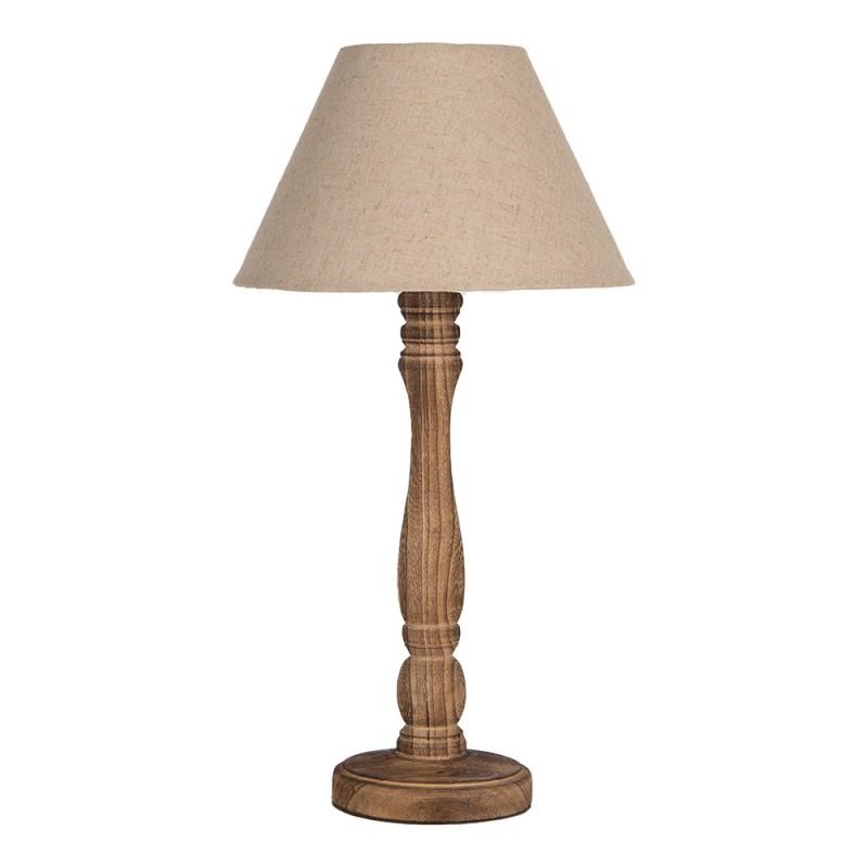 clayre & eef 6LMC0105 Tafellamp Ø 26x50 cm Bruin Hout Bureaulamp