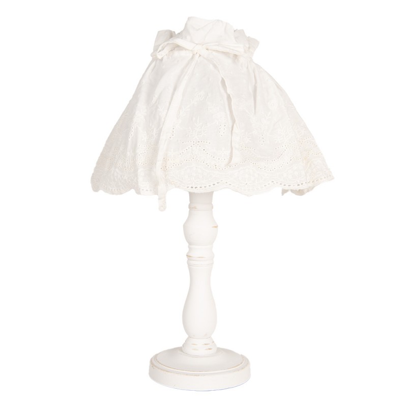 clayre & eef 6LMC0107 Tafellamp Ø 23x40 cm Wit Hout Bureaulamp