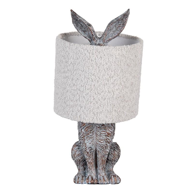 clayre & eef 6LMC0111G Tafellamp Konijn Ø 20x43 cm Bruin Grijs Kunststof